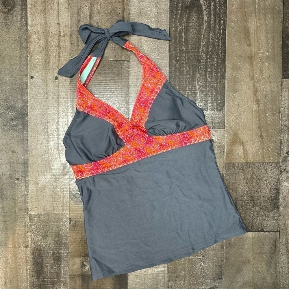 Athleta Ventana Boho Paisley Tiki Halter Bra TopTankini 34B/C Tall